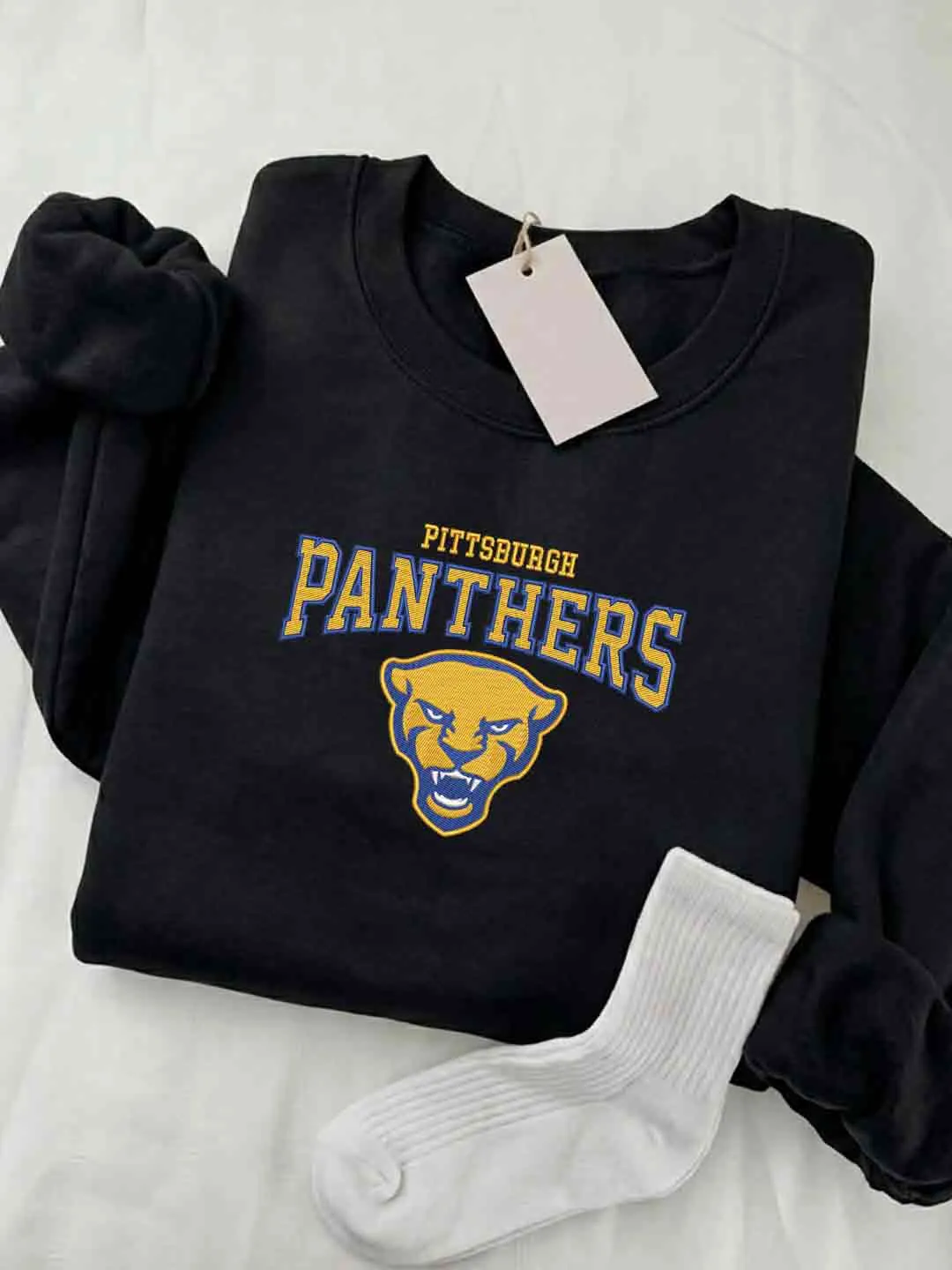 Pittsburgh Panther Embroidered Sweatshirt, Sport Embroidered Crewneck, Pittsburgh  Football Embroidered Shirt, Sweatshirt, Crewneck Gift