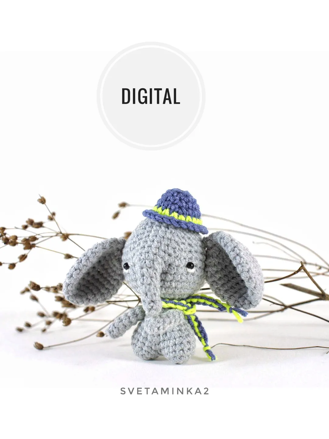 Crochet Elephant Pattern Amigurumi Toy. Digital Download. PDF.