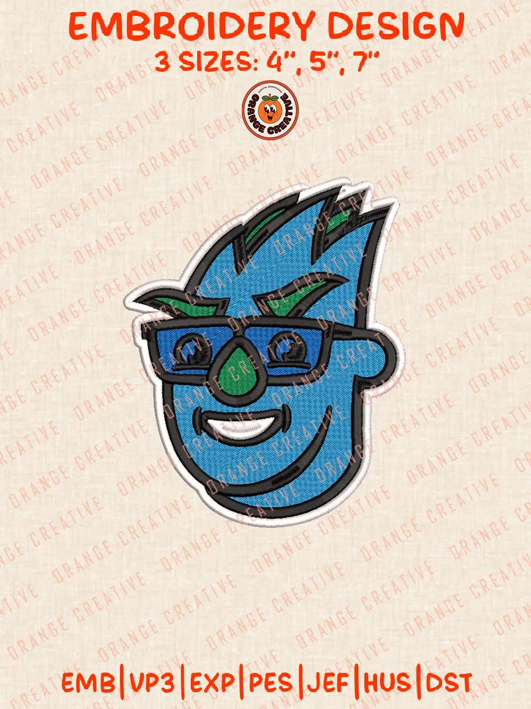Texas AM Corpus Christi Islanders Head Mascot Logo Embroidery Design Files, NCAA Logos Embroidery Designs, NCAA Machine Embroidery Files, 3 Sizes, Custom Sizes, Instant Download