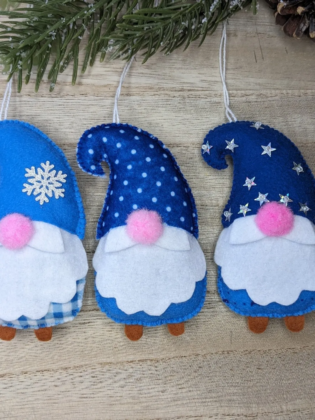 Holiday Gnomes, Felt Christmas Tree Decorations, Scandinavian Gnome, Christmas Gnomes, Swedish Gnome, Blue gnome, Set 3 toy