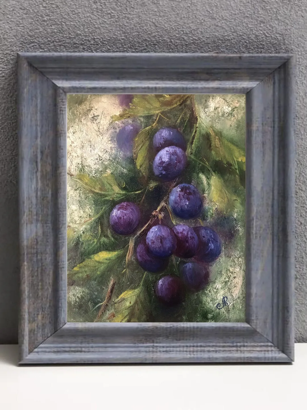 Fruits Oil Painting Kitchen Still life Original Painting Plums painting