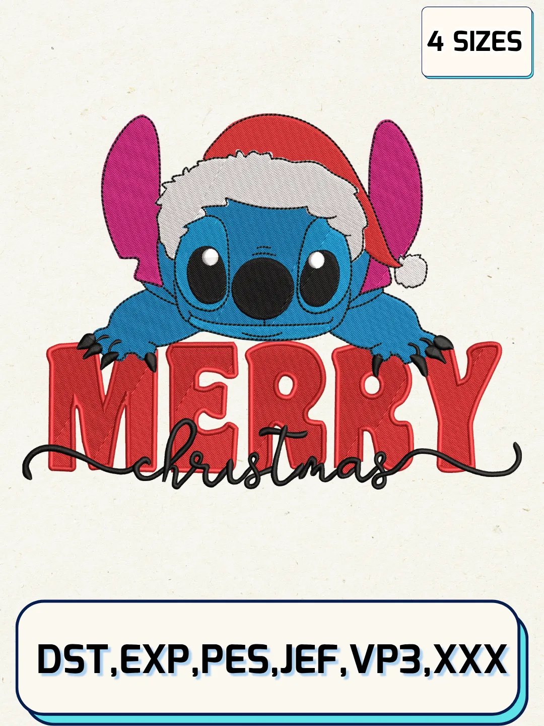 Merry Xmas Buffalo Disney Stitch Santa Hat Embroidery Design,Christmas Embroidery Designs,Machine Embroidery Files,Stitch Embroidery Design,4 Sizes