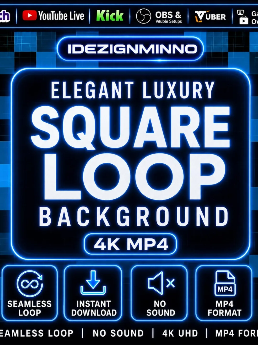 Elegant Luxury Square 4K Animated Background Loop MP4 | OBS Twitch ...