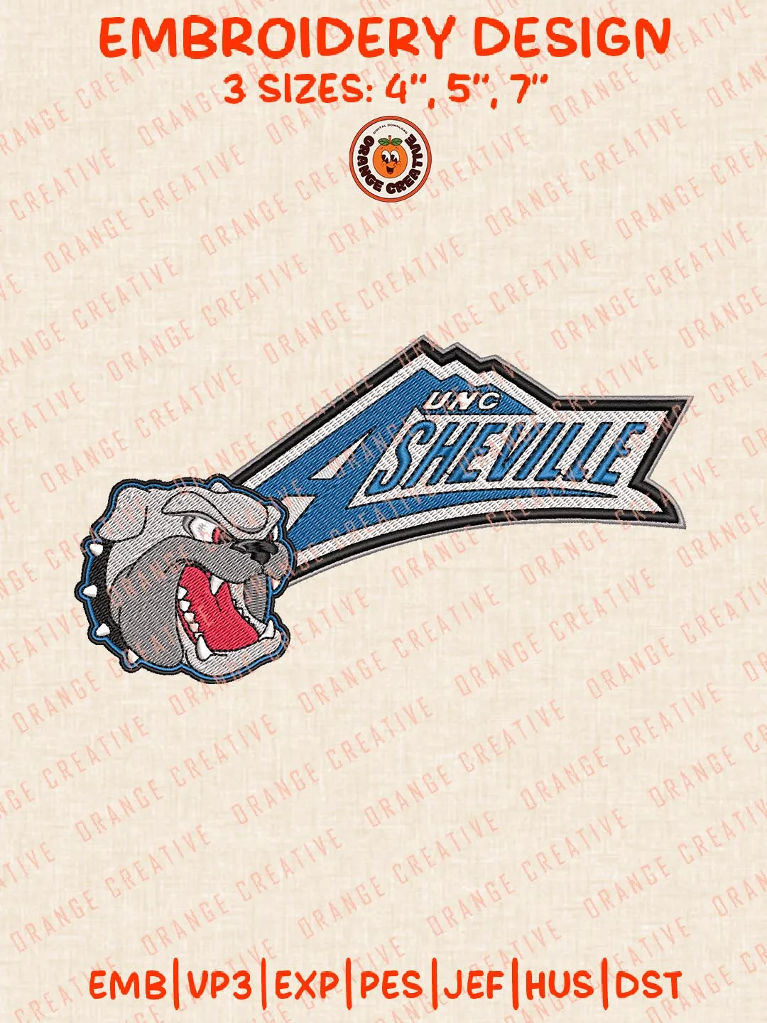 UNC Asheville Bulldogs Logos Embroidery Design Files, NCAA Logos Embroidery Designs, Machine Embroidery Files, 4 Sizes, Custom Sizes, Instant Download