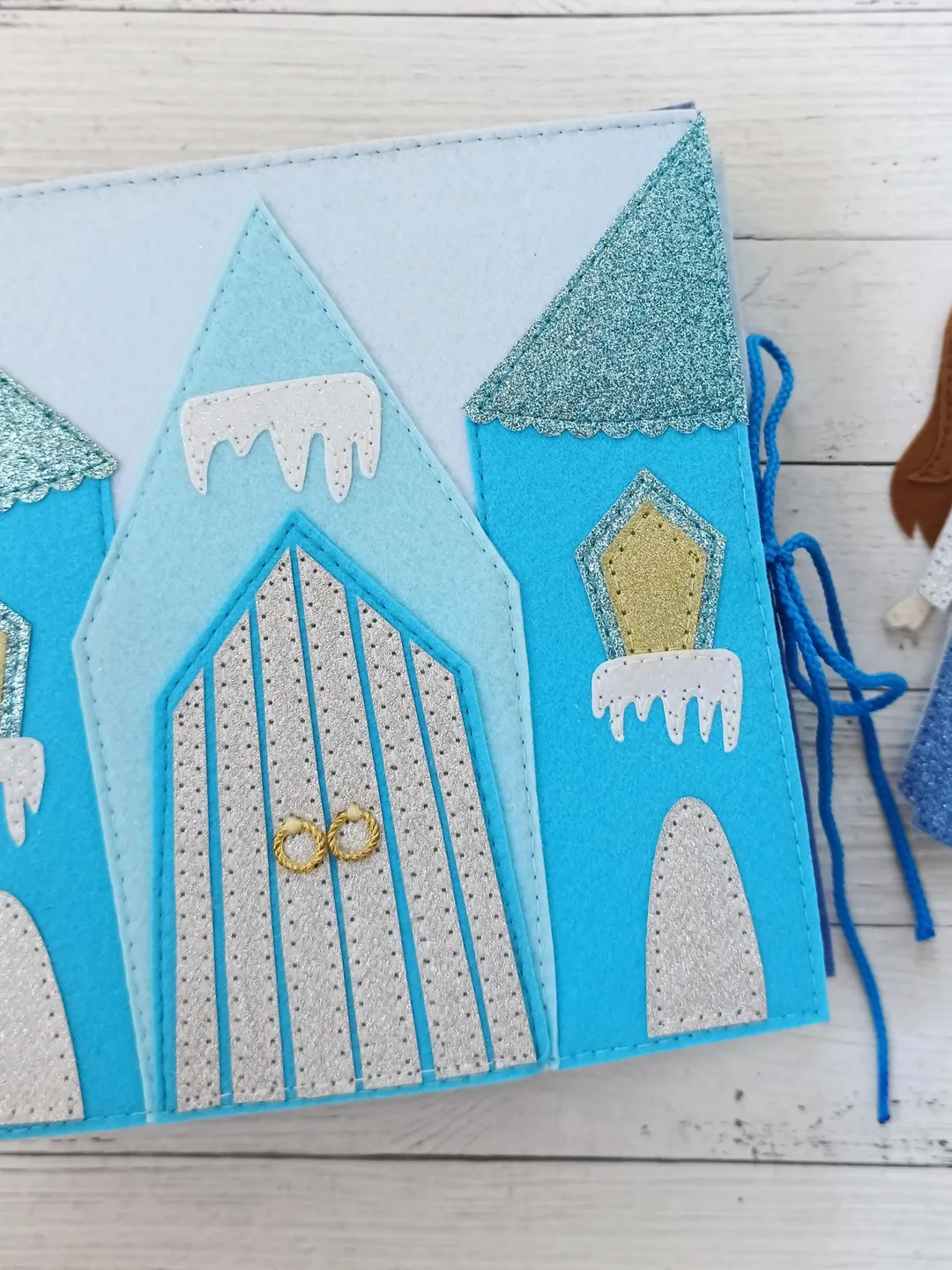 Quiet book Dollhouse pattern, Blue Castle Felt book pattern, Felt doll Pattern with clothes set, Dress up Doll, Busy book pattern for girl