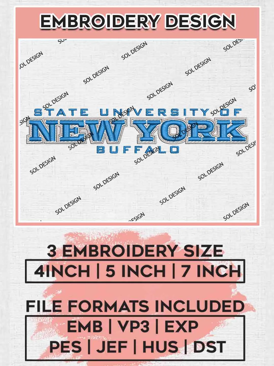 Buffalo New York State U.niversity Embroidery Designs, NCAA Buffalo Bulls Team Logo Embroidery files, NCAA Team, College Football Team Machine embroidery designs, Digital Download