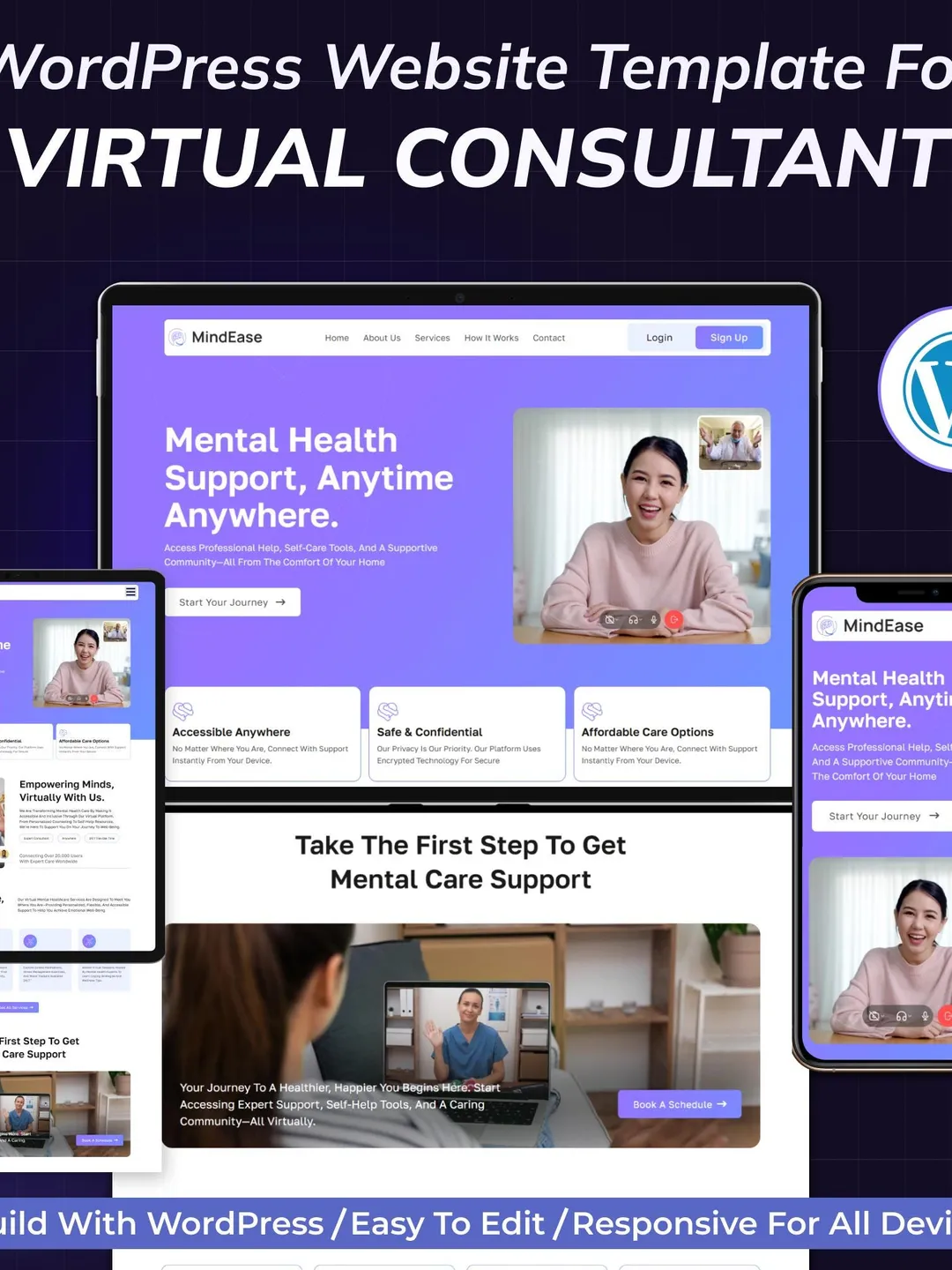 Mental Healthcare WordPress Bricks Builder Landing Page | Therapy, Psychology & Counseling Website Template