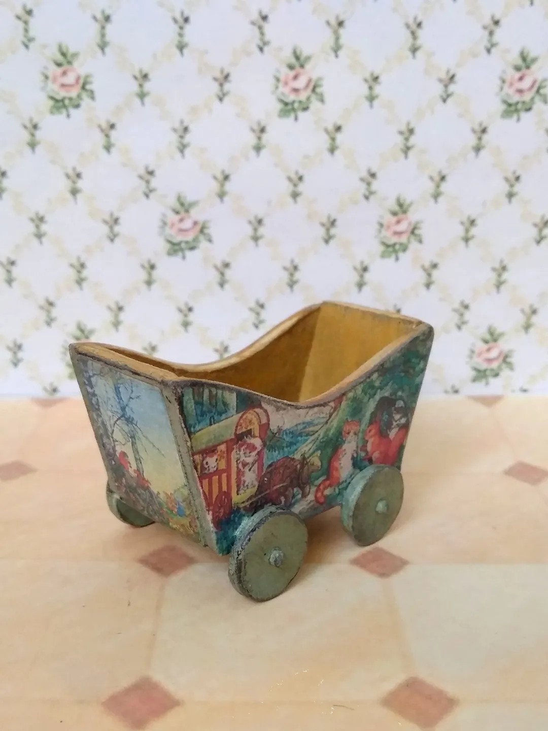 Trolley for dollhouse. Doll toy.The cart for the doll house.1:12 scale.