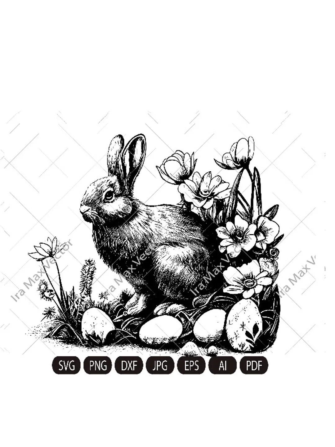 Floral Bunny SVG, Easter Bunny SVG, Happy Easter svg, Spring svg, Rabbit SVG Cut file, Flower Bunny svg, Animal Face svg,