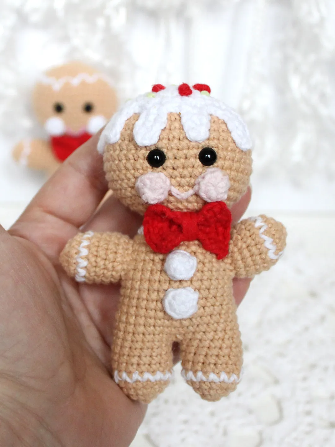 Crochet Gingerbread Man pattern PDF in English Amigurumi Christmas tree toy DIY