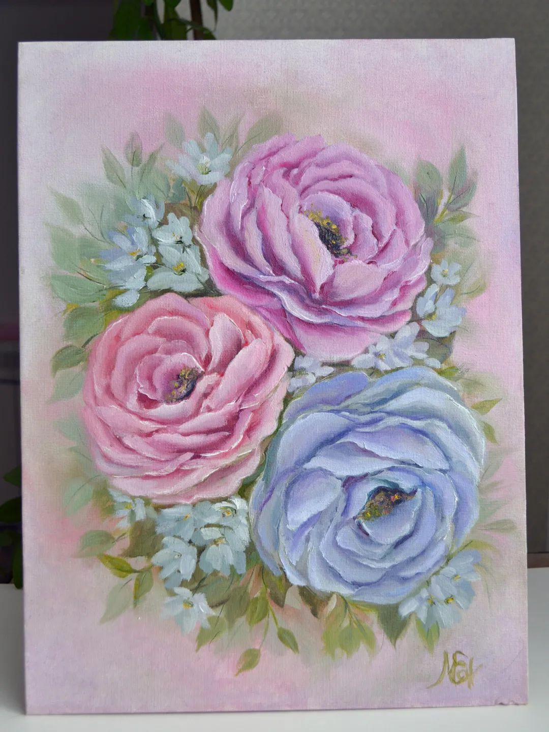 Rose Oil Painting Original Art Floral Painting Flower Rose  Oil Painting Flowers Bouquet Painting Bright Painting 12 by 16