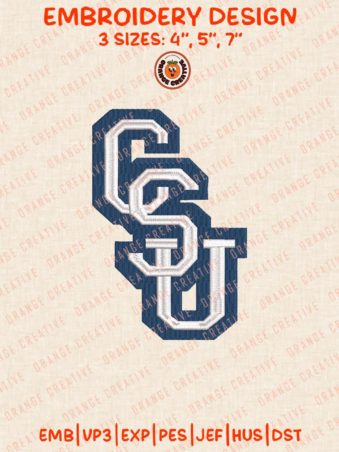 NCAA CSU Embroidery Design, NCAA Charleston Southern Buccaneers Team Logo Embroidery Design, Machine Embroidery Design File, 4 Sizes, Digital Download