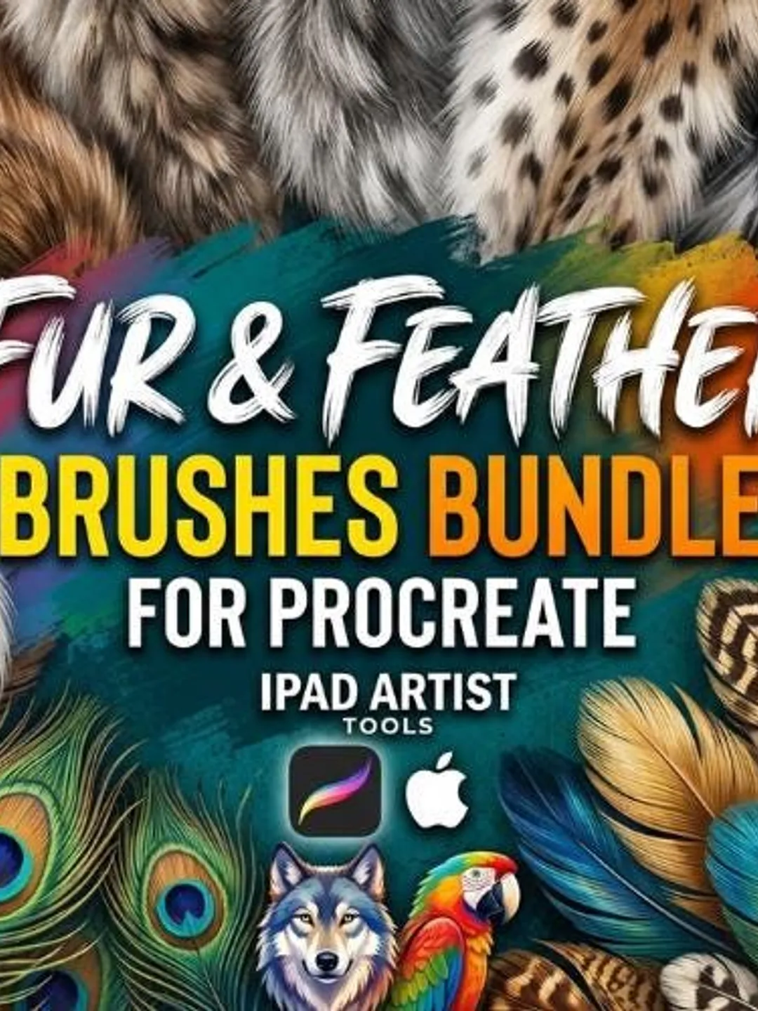Fur & Feather Brushes for Procreate | Realistic Animal Texture Brush Bundle for iPad Artist