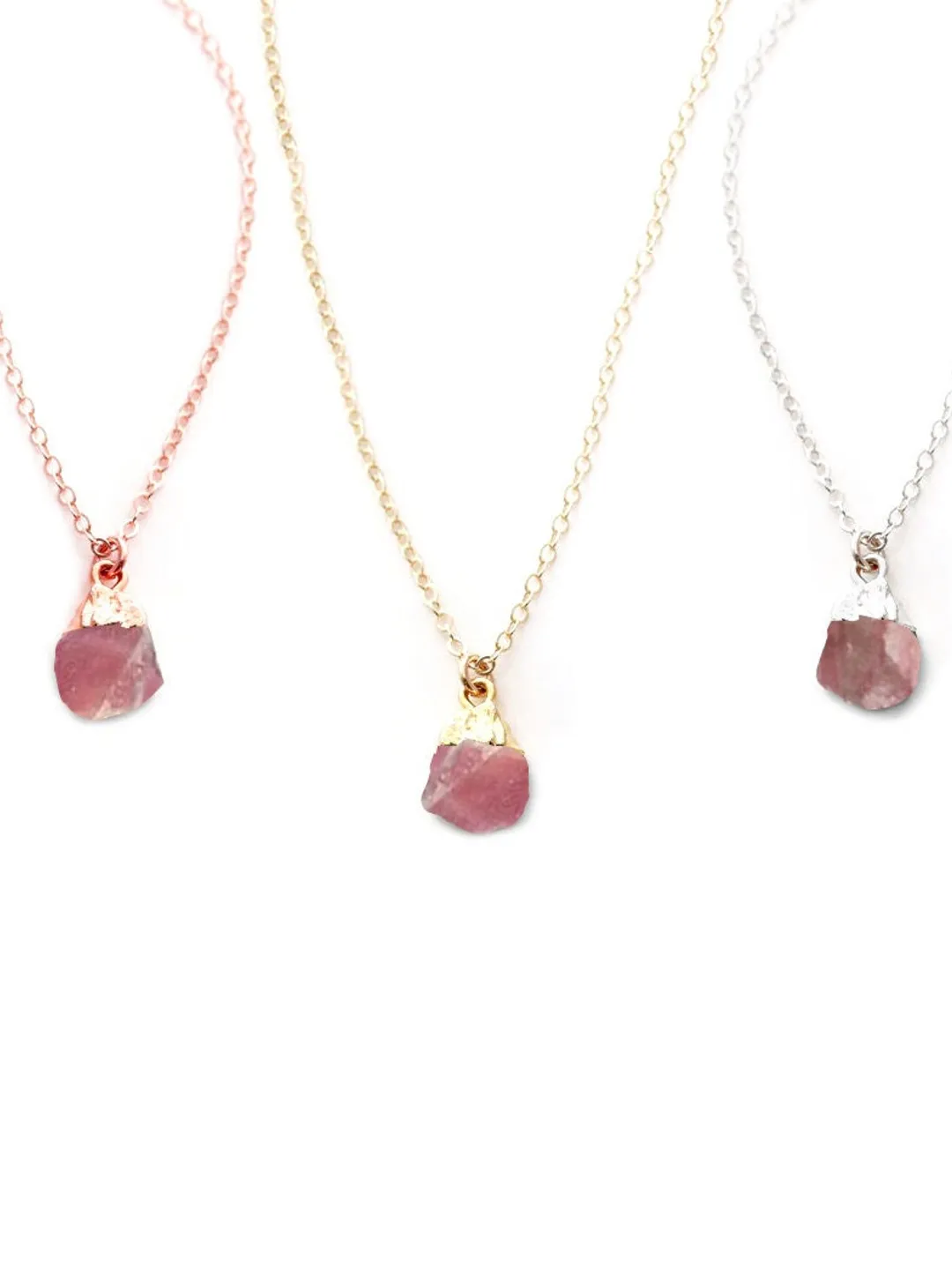 Raw Pink Tourmaline Pendant, Healing Crystals Necklace, October Birthstone, Gemstone Pendant Necklace,  Handmade Jewelry, Gift for Women