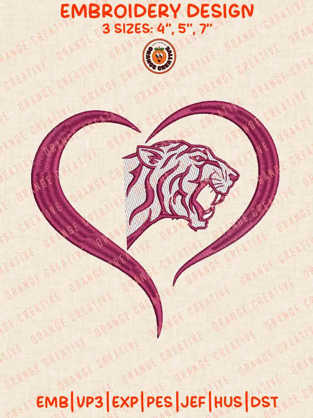 Texas Southern Tiger Heart Embroidery Design Files, Football Logos Embroidery Designs, Sport Machine Embroidery Files, 3 Sizes, Custom Sizes, Instant Download