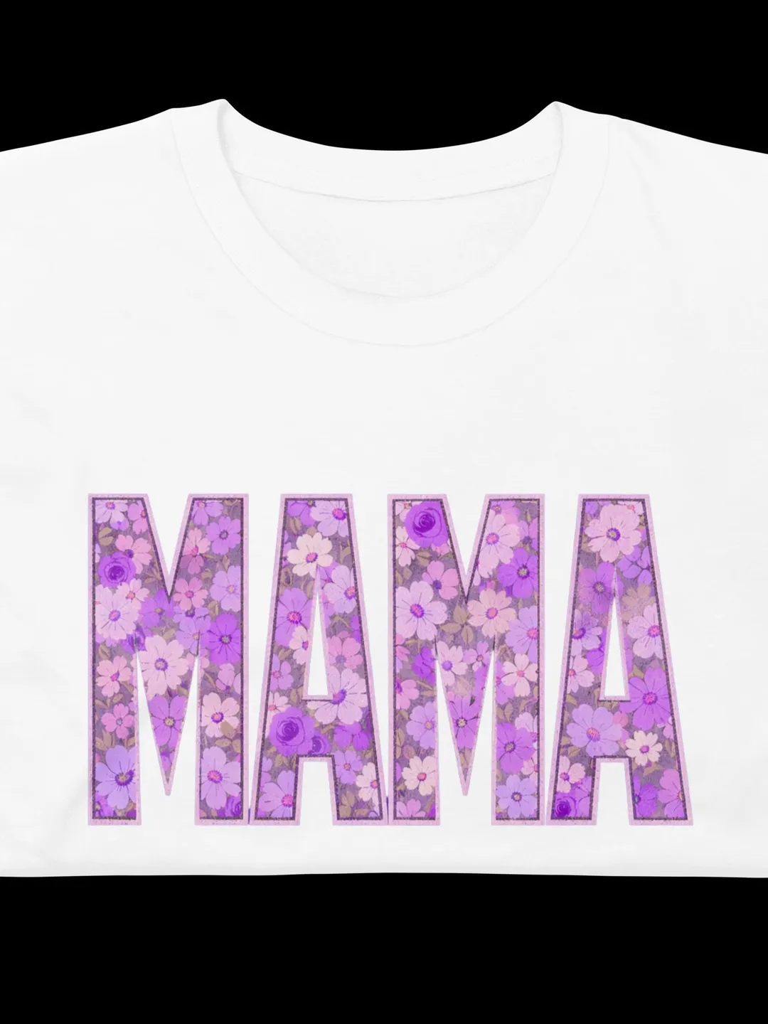 Floral Mama Shirt, Purple Flower Garden Aesthetic T-Shirt, Retro Botanical Motherhood Tee, Minimalist Wildflower Gift for Mom, Soft Violet