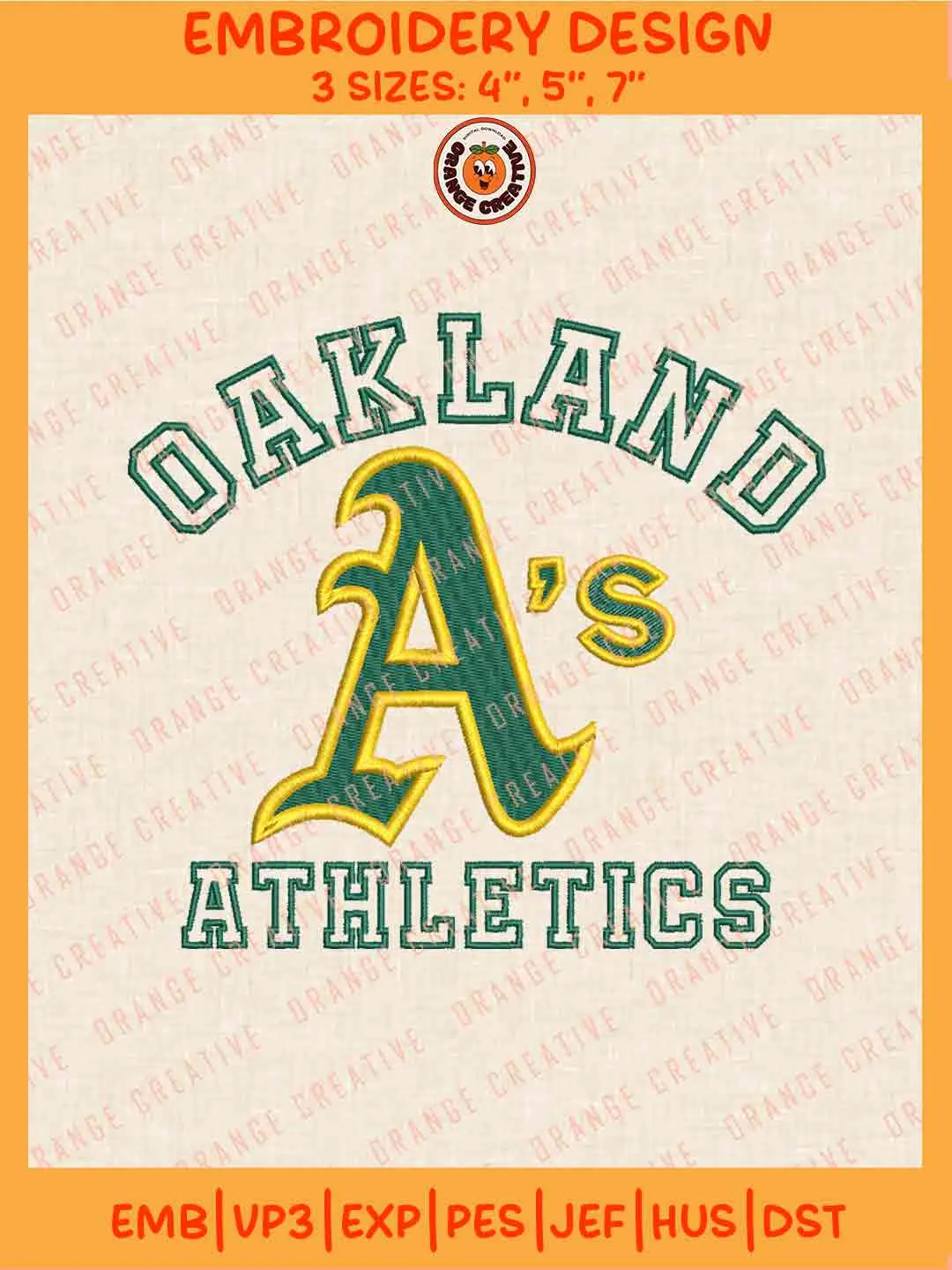 MLB Oakland Athletics Team Name Logo Embroidery Files, MLB Athletics Team Embroidery Designs, Baseball Team Team Machine Embroidery Files, MLB Machine Embroidery, Digital Download