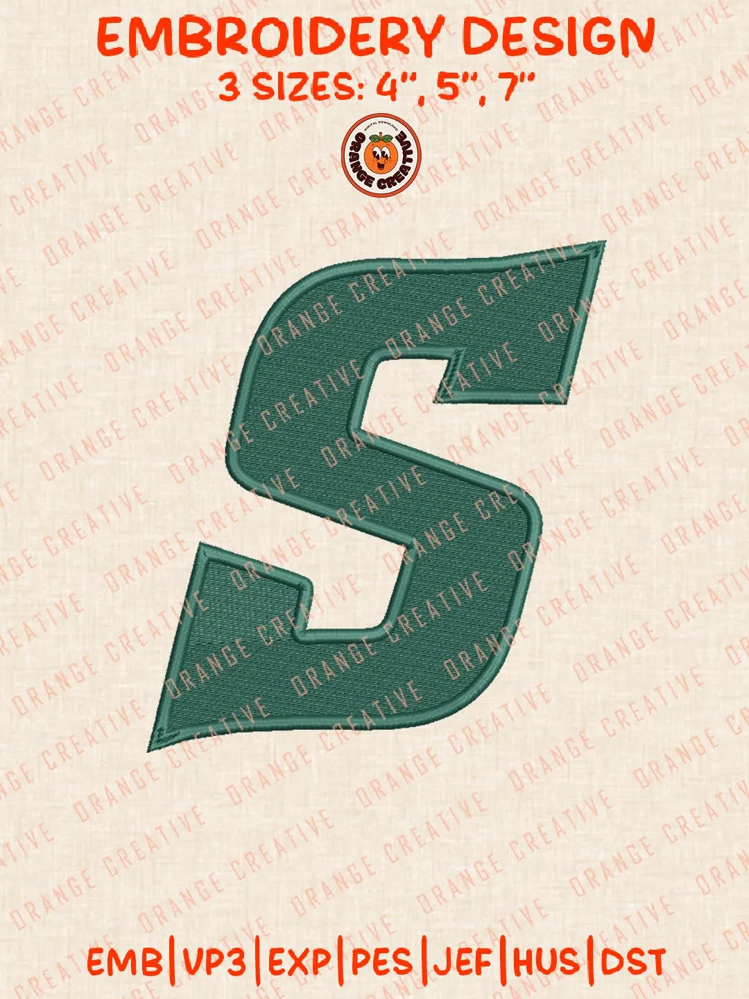 Stetson Hatters Embroidery Design, NCAA Team Logo Embroidery Design, Machine Embroidery Design File, 4 Sizes, Custom Size, Digital Download