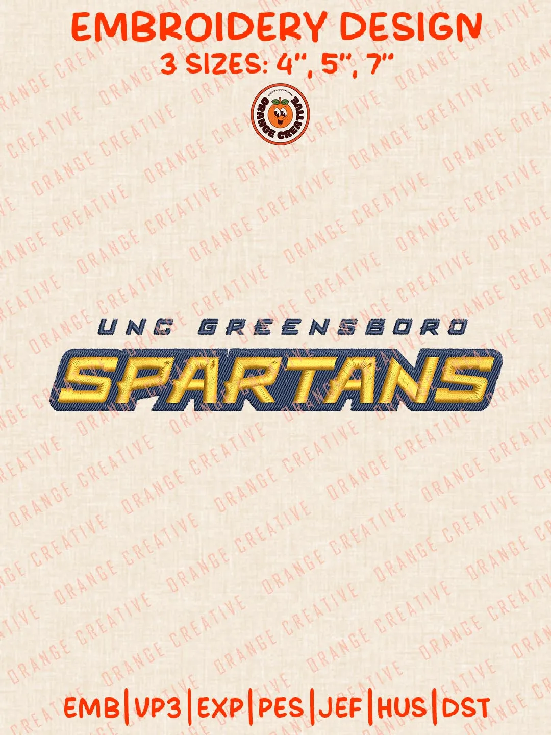 UNC Greensboro Spartans Text Embroidery Design, NCAA Team Logo Embroidery Design, Machine Embroidery Design File, 4 Sizes, Digital Download