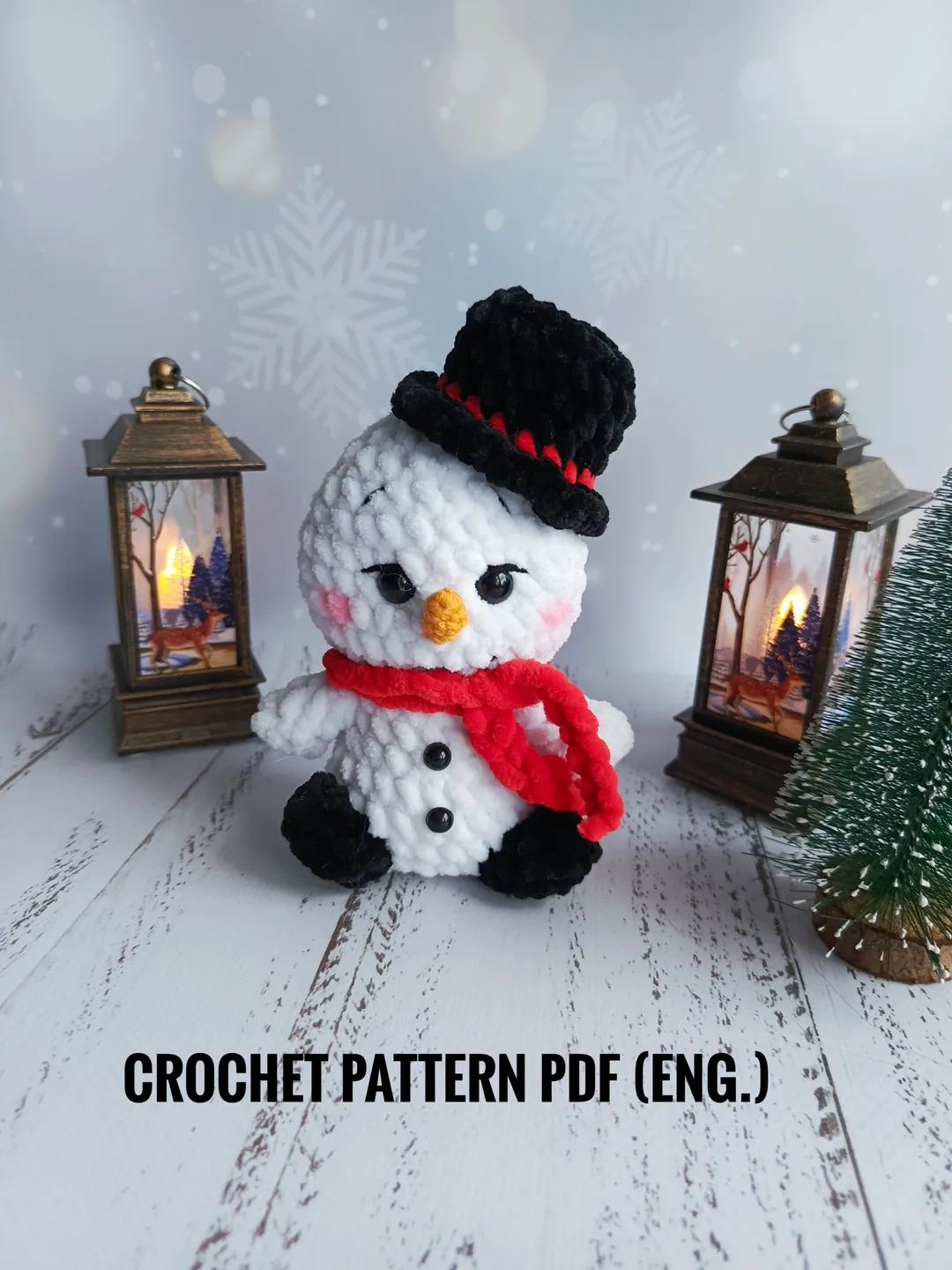 Crochet pattern for snowman amigurumi (PDF)