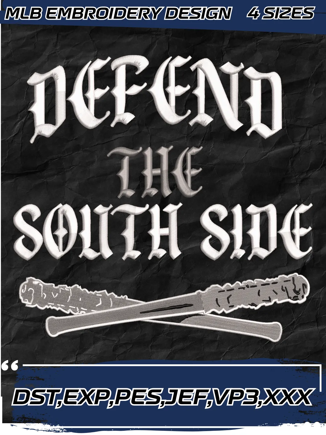 Defend The South Chicago White Sox Baseball MLB Embroidery Design,MLB Embroidery Design,Machine Embroidery Design File,4 Sizes, Digital Download