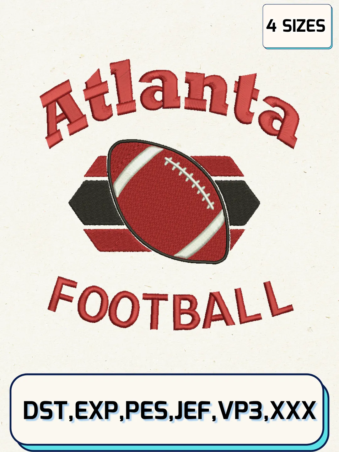 Atlanta Falcons Football Embroidery Design Files, NFL Logos Embroidery Designs, Machine Embroidery Files, 4 Sizes