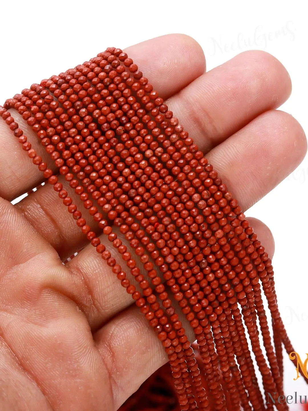 AAA+ Natural Red Jasper Microcut Faceted Beads,2.1-2.2 MM Jasper