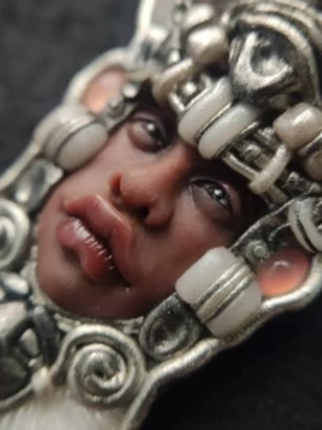 Amazon necklace, silver necklace, cameo necklace, rose quartz, boho necklace,