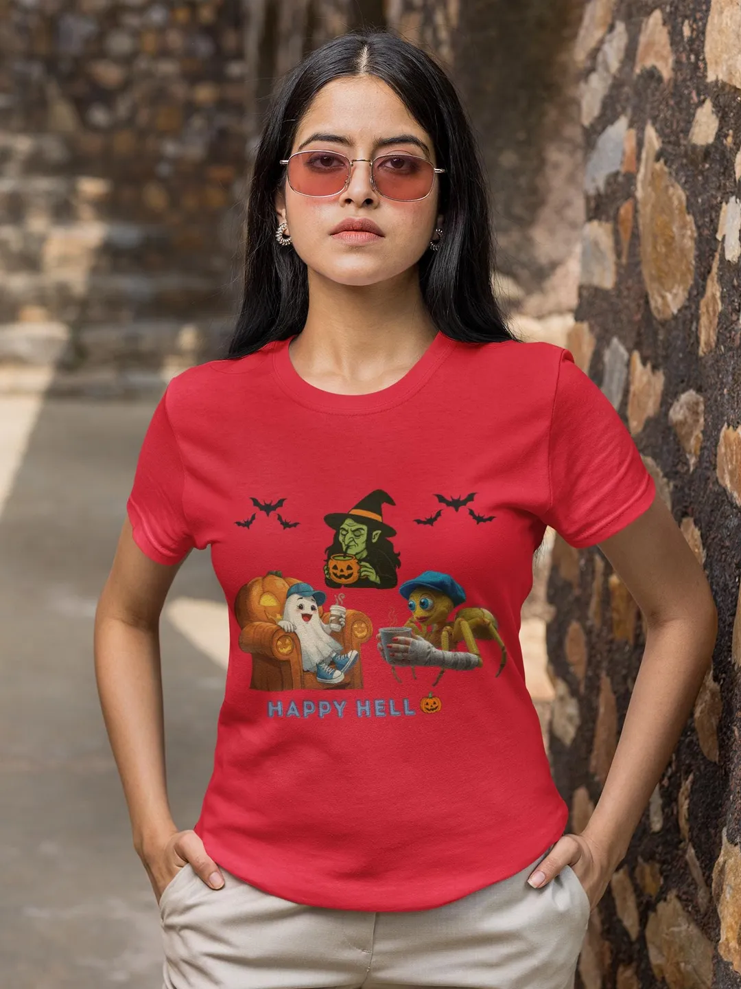 Cute Ghost, Spider and Witch Coffee T-Shirt – Funny Halloween Tee – Spooky Season Shirt – Kawaii Fall Aesthetic,Cute October Outfit