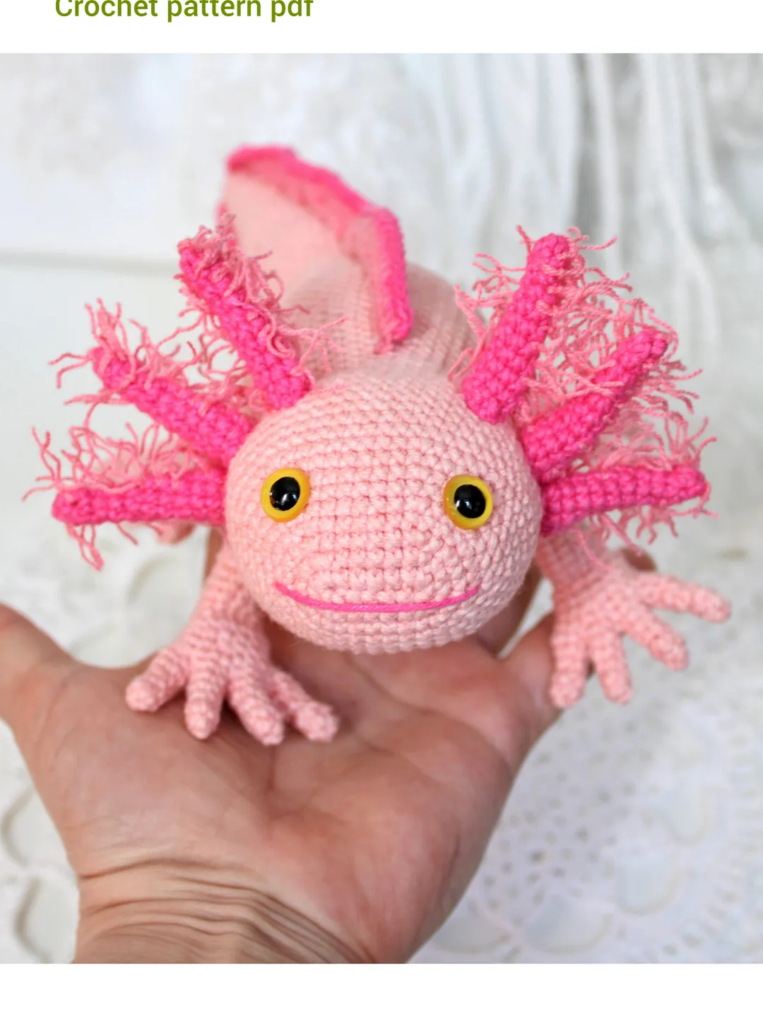 Axolotl crochet pattern PDF in English Amigurumi axolotl toy