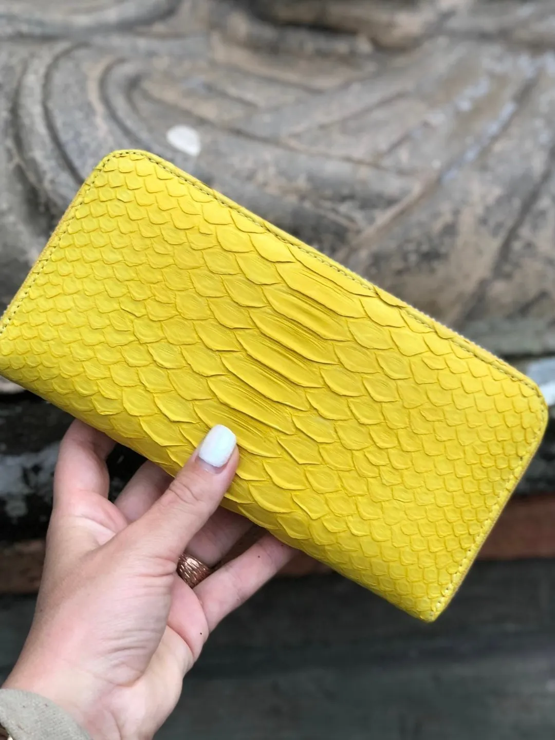 Wallet genuine python skin yellow color, women wallet, leather lady wallet, classic zip wallet, designer wallet handmade, money wallet