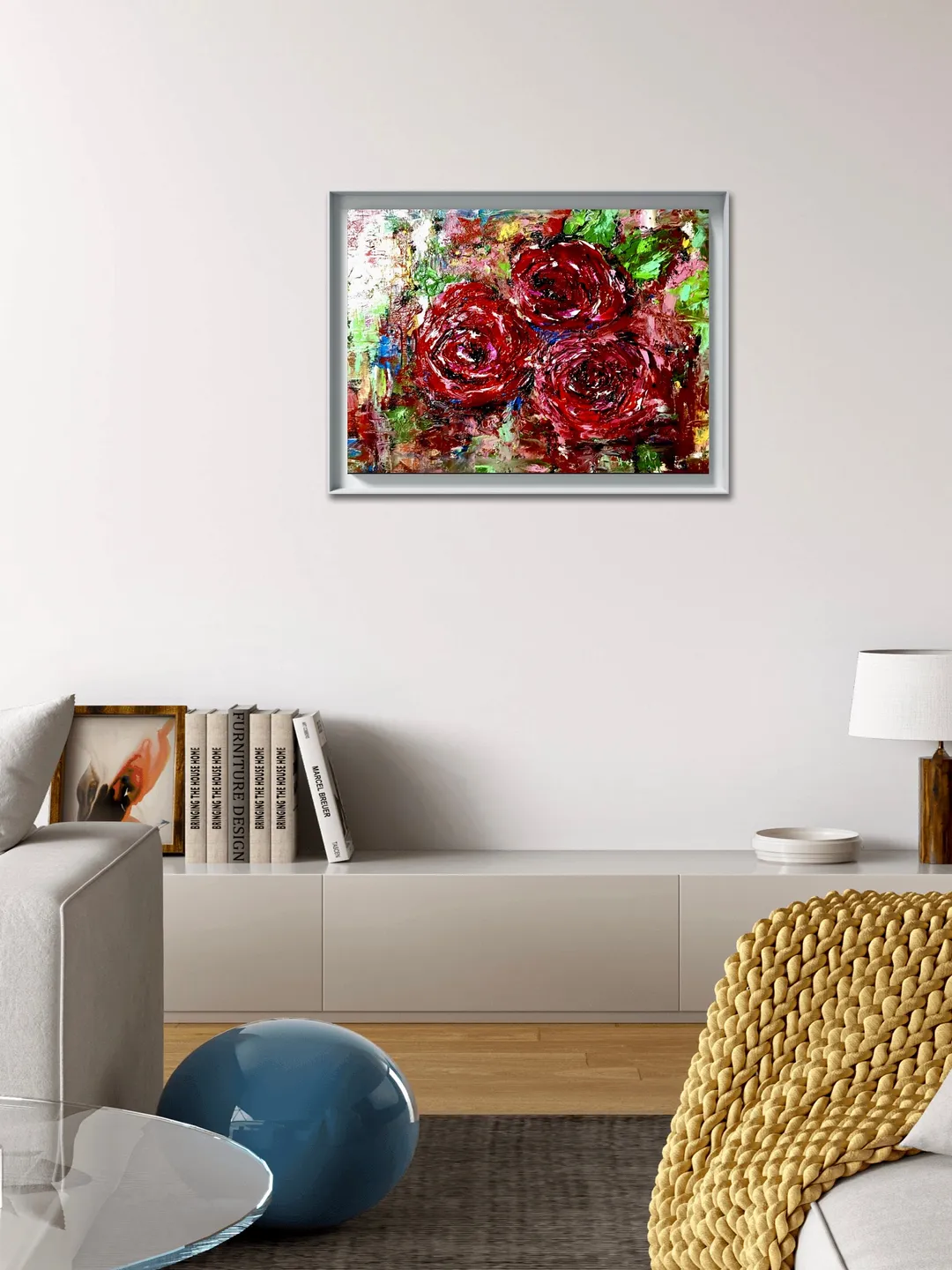 Bright Red roses original impasto oil painting ,roses canvas art,roses ...