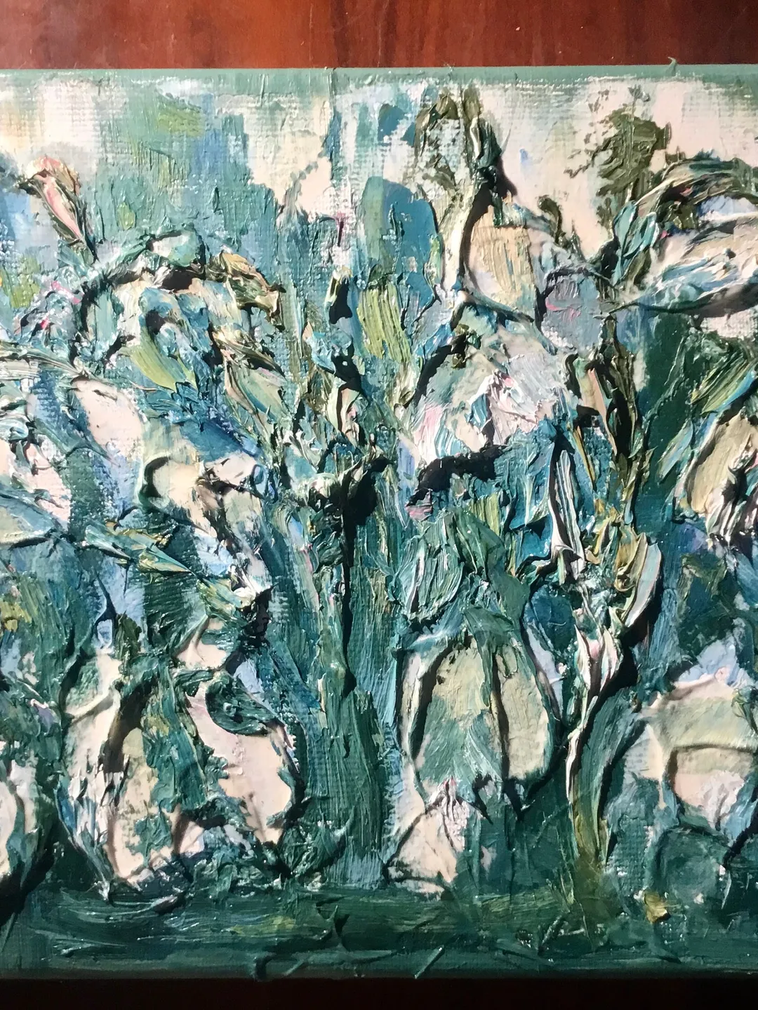 Abstract snowdrops original oil impasto style painting on canvas ...