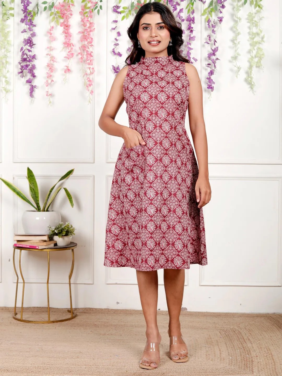 indian midi dress Indian Ethnic Ethnic Women Dresses Buy THE INDIAN ETHNIC CO Women Printed Empire Midi Dress Dresses