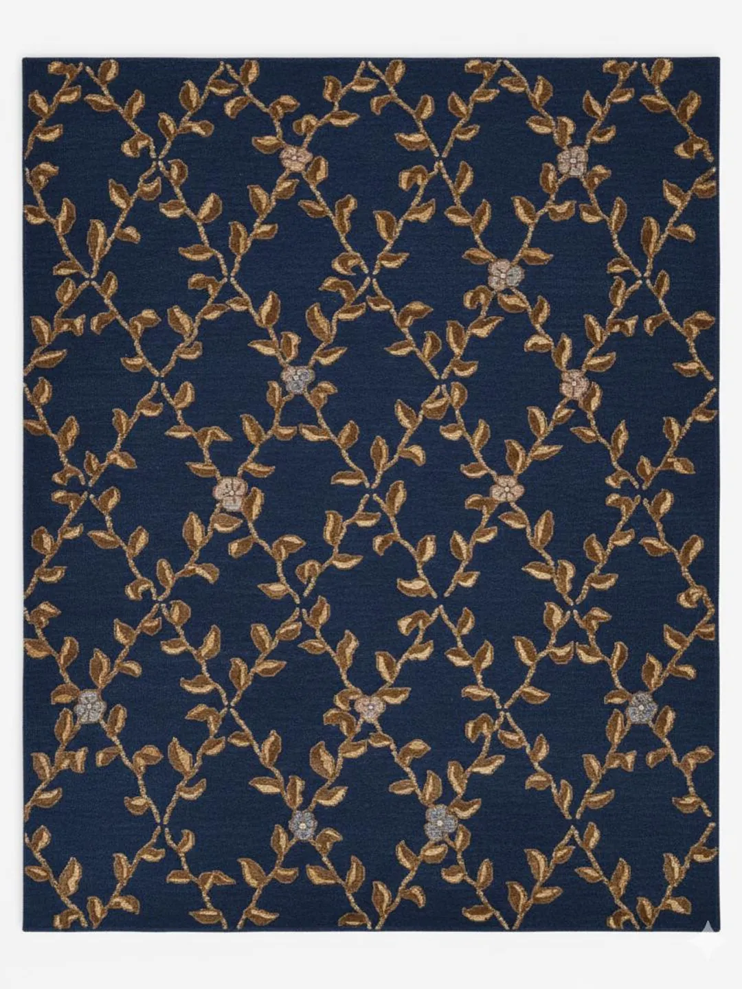 Hand Knotted Elegant Traditional Design Blue Floral Wool Area Rug