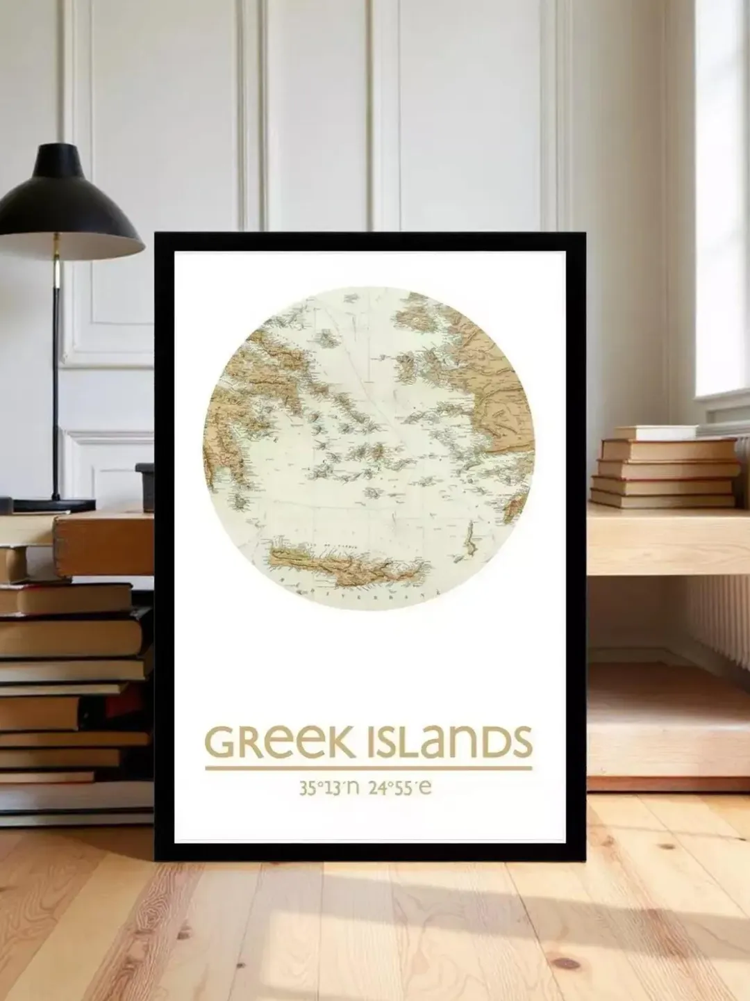 Greek Islands Map Art Print: Modern City Poster