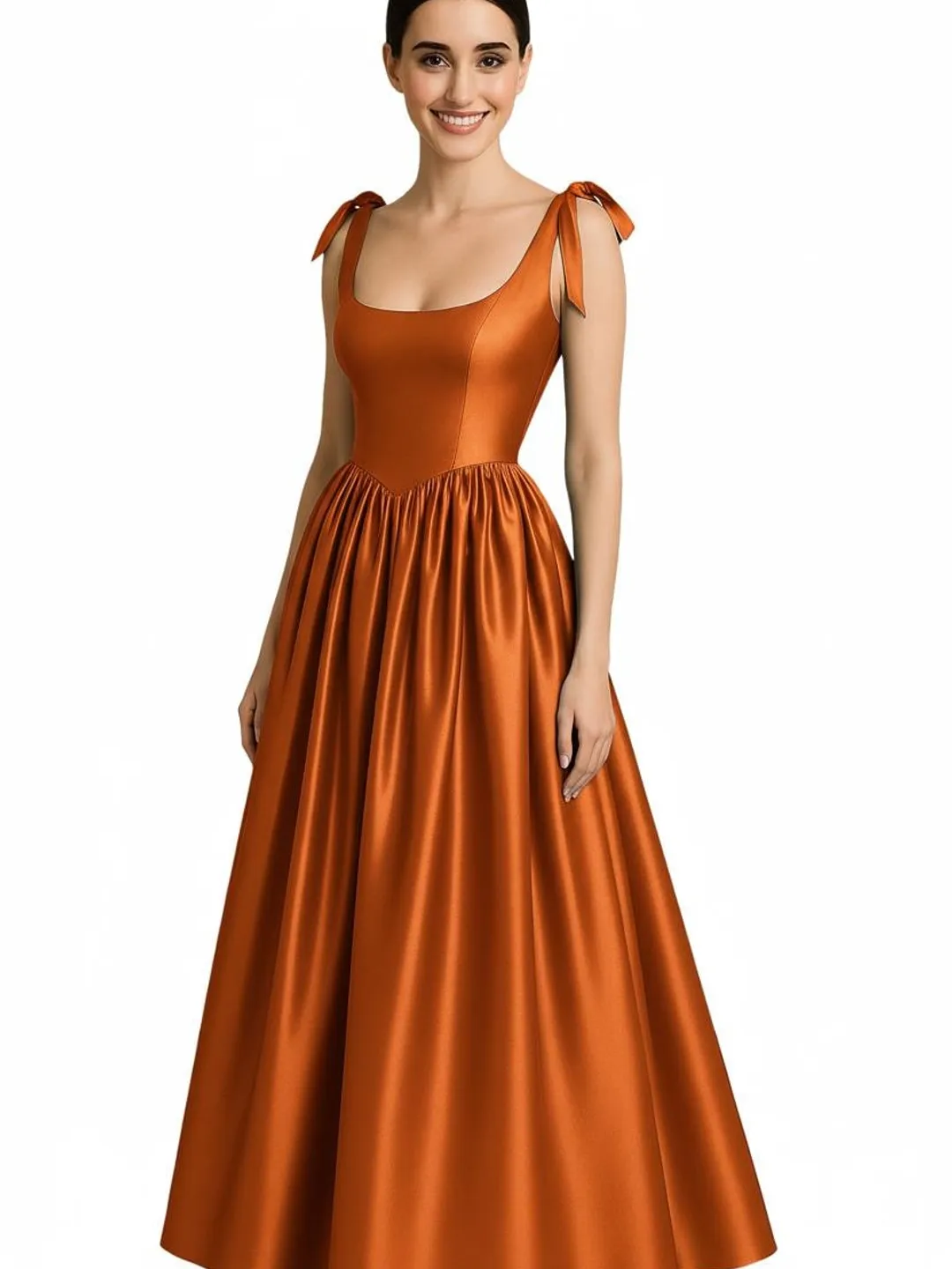 Rust Taffeta Maxi Dress