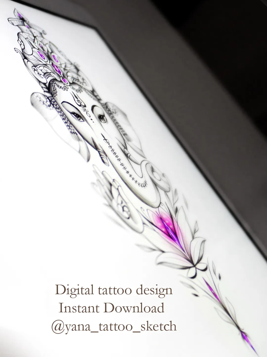 Ganesha Tattoo Design Ganesha Tattoo Drawing Idea Stencil, Instant download PDF, JPG, PNG