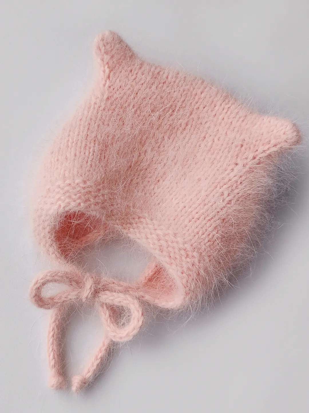 Newborn baby hat, newborn bonnet, angora kitty bonnet, vintage style bonnet