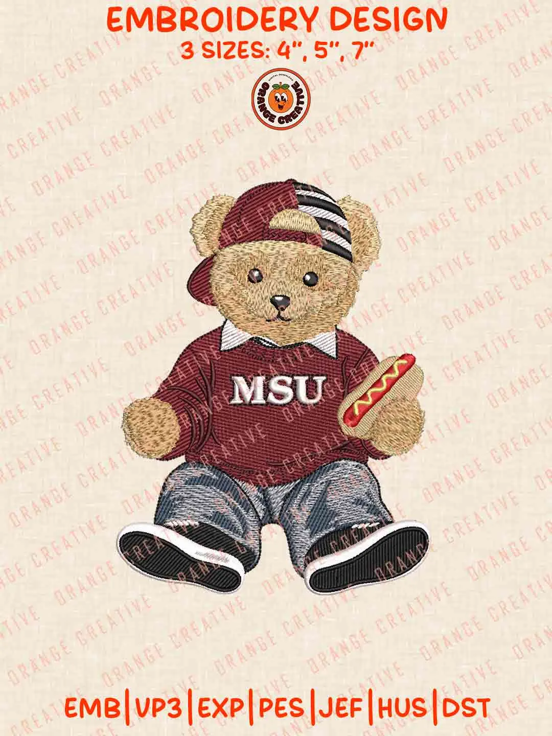 Missouri State Bear Teddy Bear Embroidery Design Files, Football Embroidery Designs, Sport Machine Embroidery Files, 3 Sizes, Custom Sizes, Instant Download