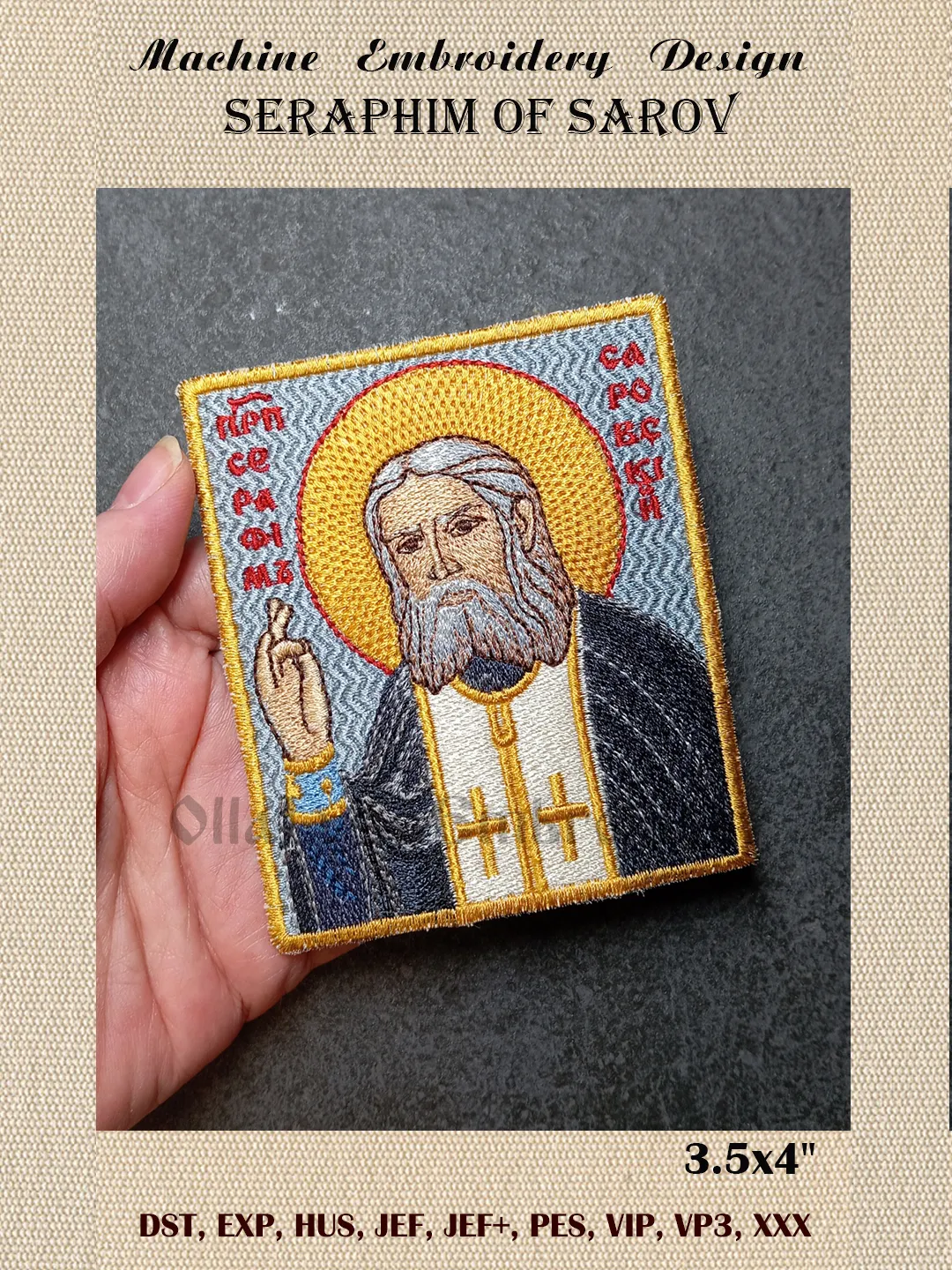 Seraphim of Sarov embroidery design