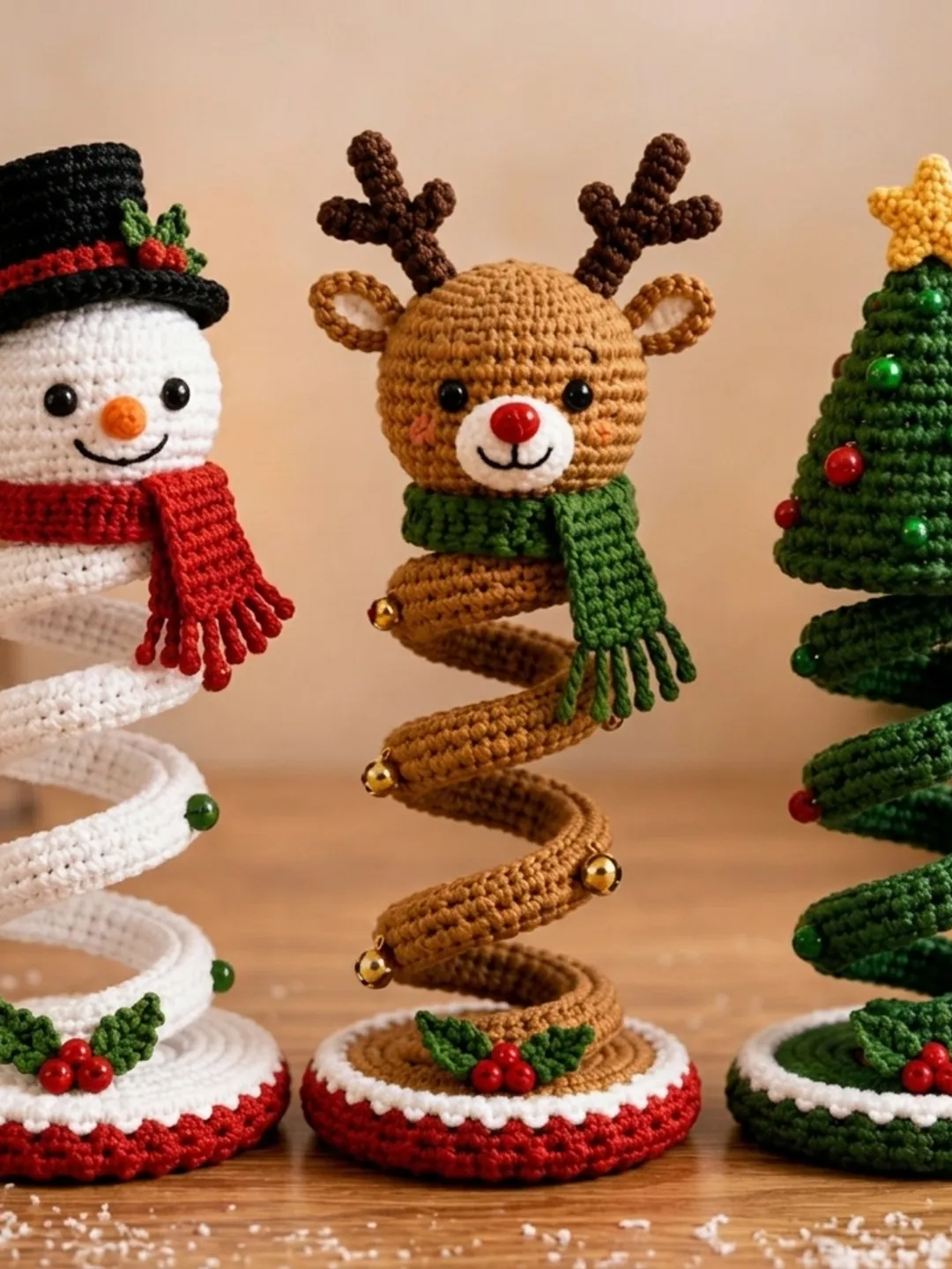 3-Piece Christmas Crochet Pattern PDF, Snowman Reindeer & Tree