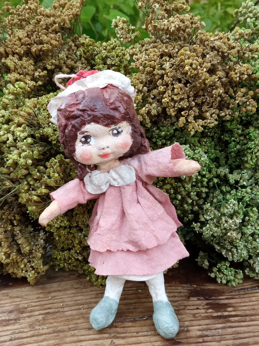 Author's handmade doll Girl-hug. Cotton doll. Birthday gift. A gift for her. Christmas presents. Christmas decorations. Home decor. Made in 1 copy. Free shipping