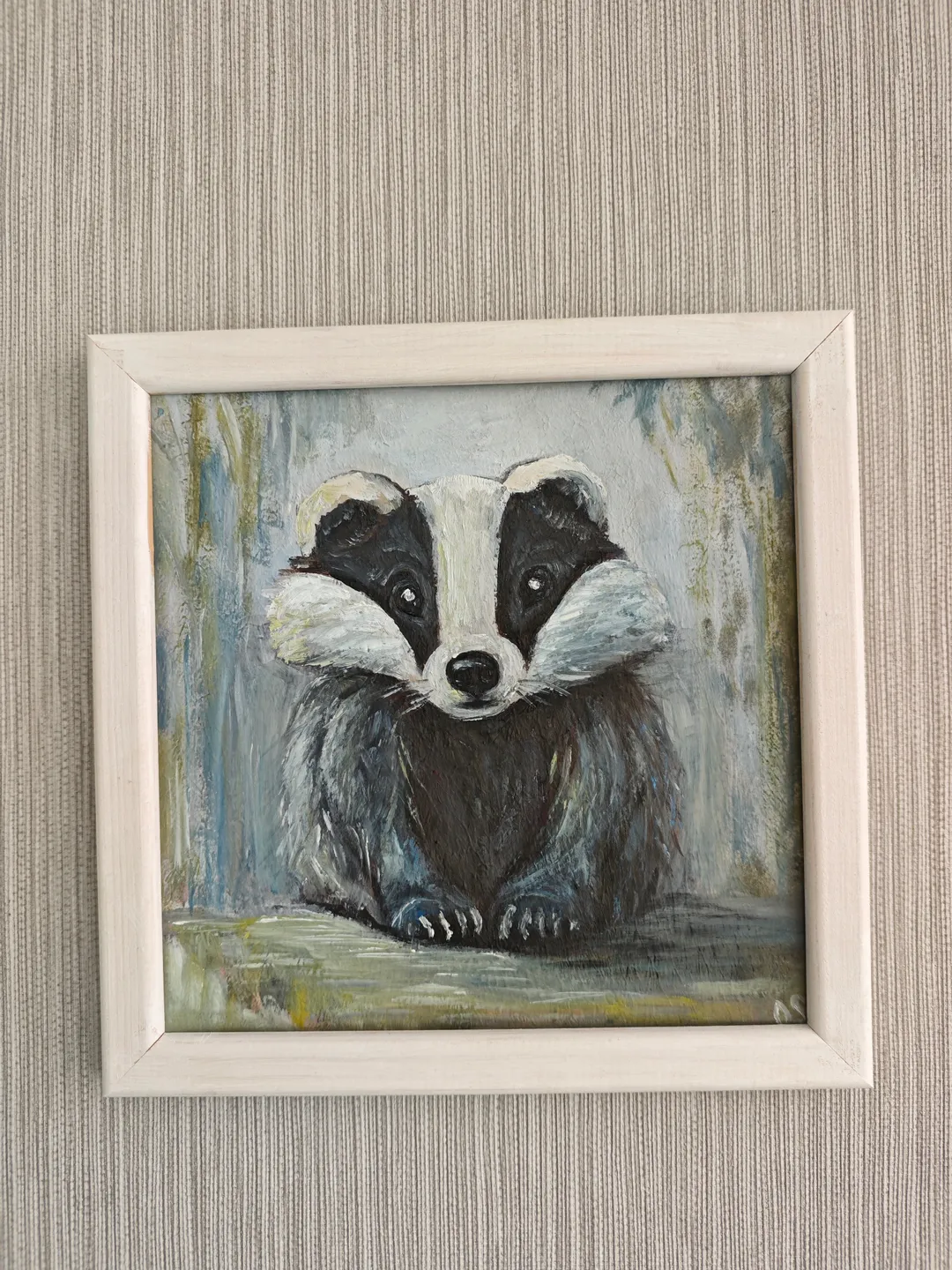 Badger Original Painting Cute Badger Original Art Animal Artwork Badger Funny Oil Painting Cute Badger Wall Decor Art 8 x 8 inches by OlgaSokolovaArt