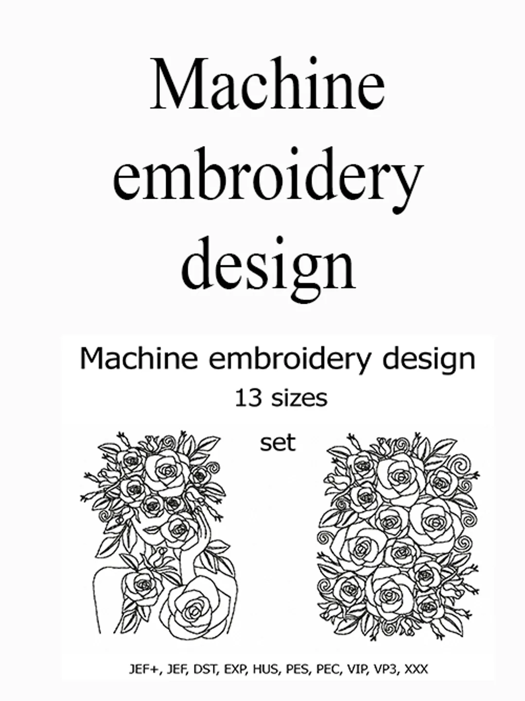 Rose Girl embroidery designs Redwork Flower Machine embroidery design