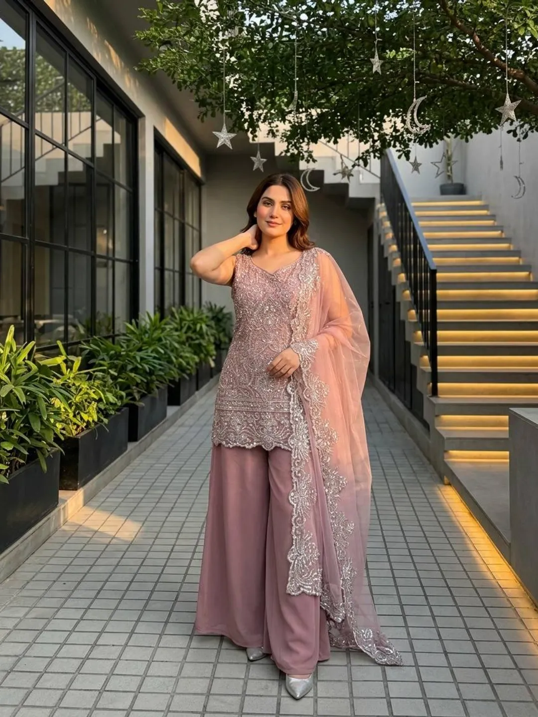 Designer Georgette Palazzo Suit Set for Women with Embroidered Dupatta, Party Wear Indian Salwar Kameez, Wedding Ethnic Outfit