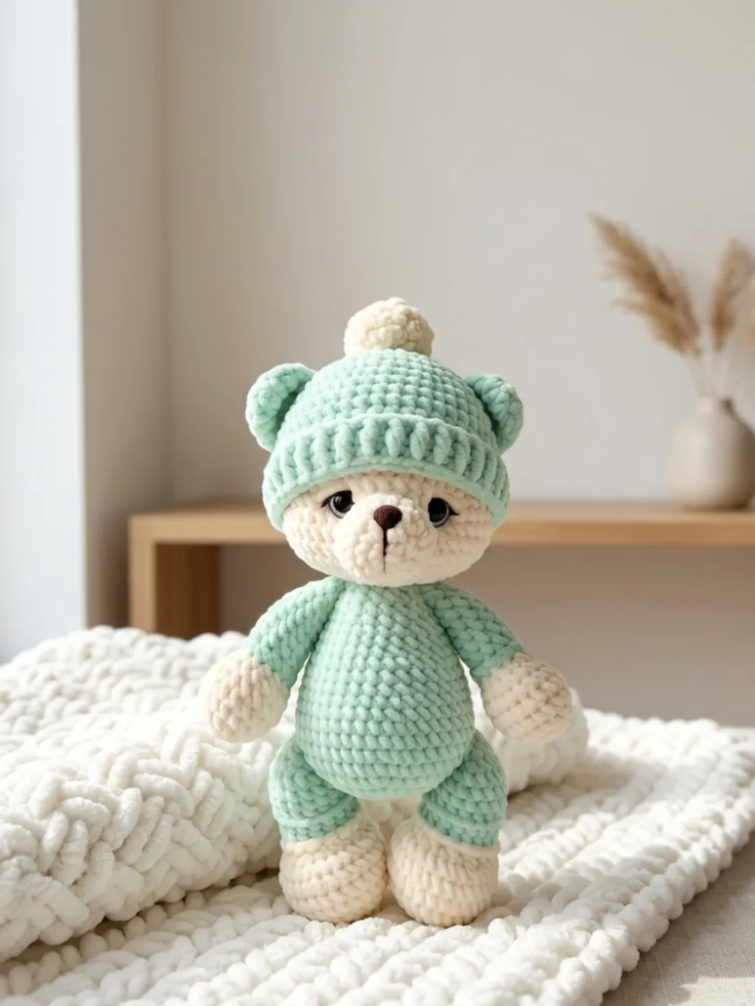 Teddy Bear Crochet Pattern | Mint Teddy Snuggle with Pom Hat | Amigurumi Plush Toy (PDF Pattern English) | Teddy Bear Crochet Pattern PDF | Amigurumi | Amigurumi Teddy PDF