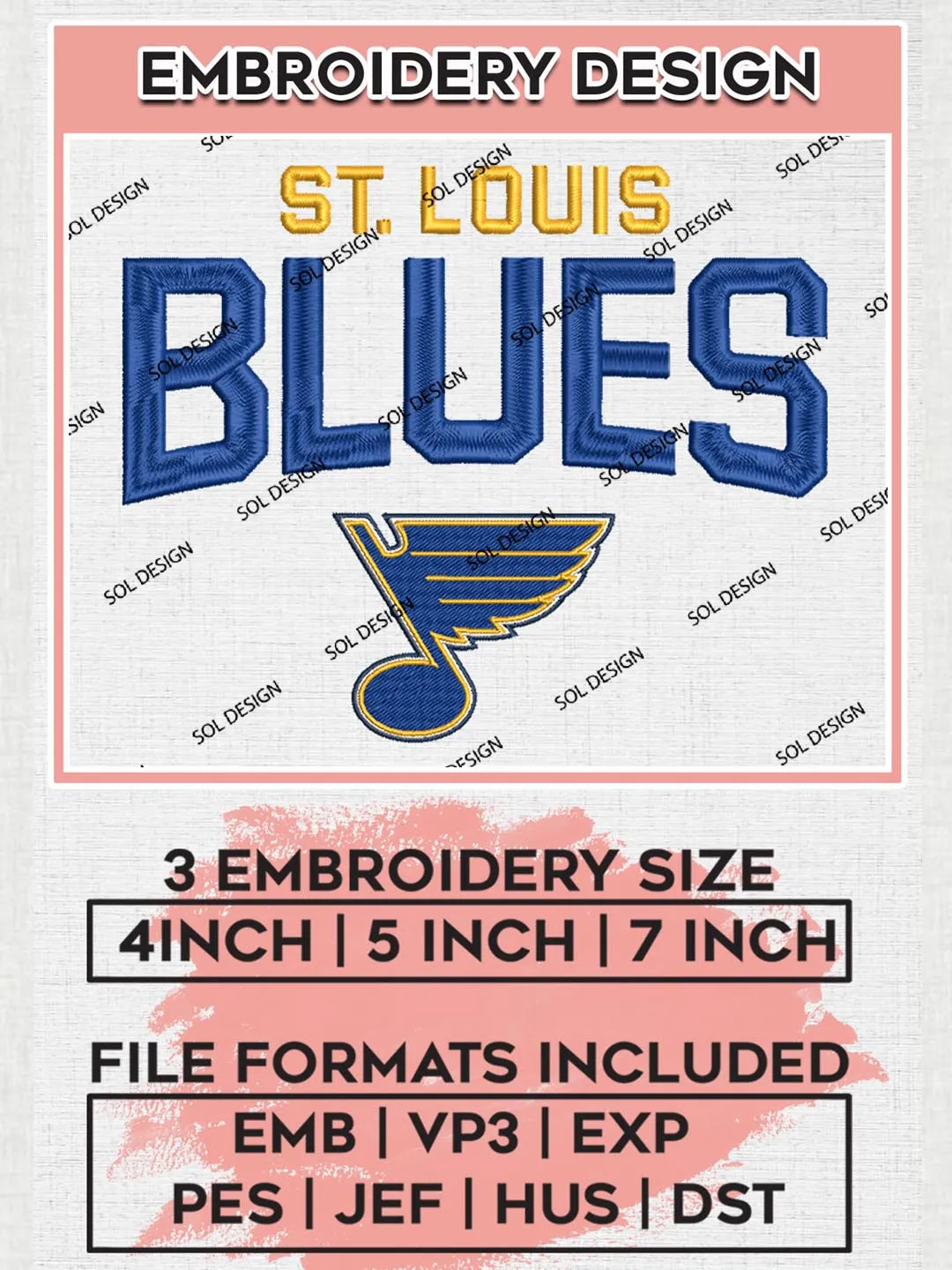 NHL Blues Word Logo Embroidery Designs, NHL St. Louis Blues Team Logo Embroidery, Hockey Team Logo Emb Files, NHL Embroidery Designs, NHL Machine Embroidery Designs, Digital Download