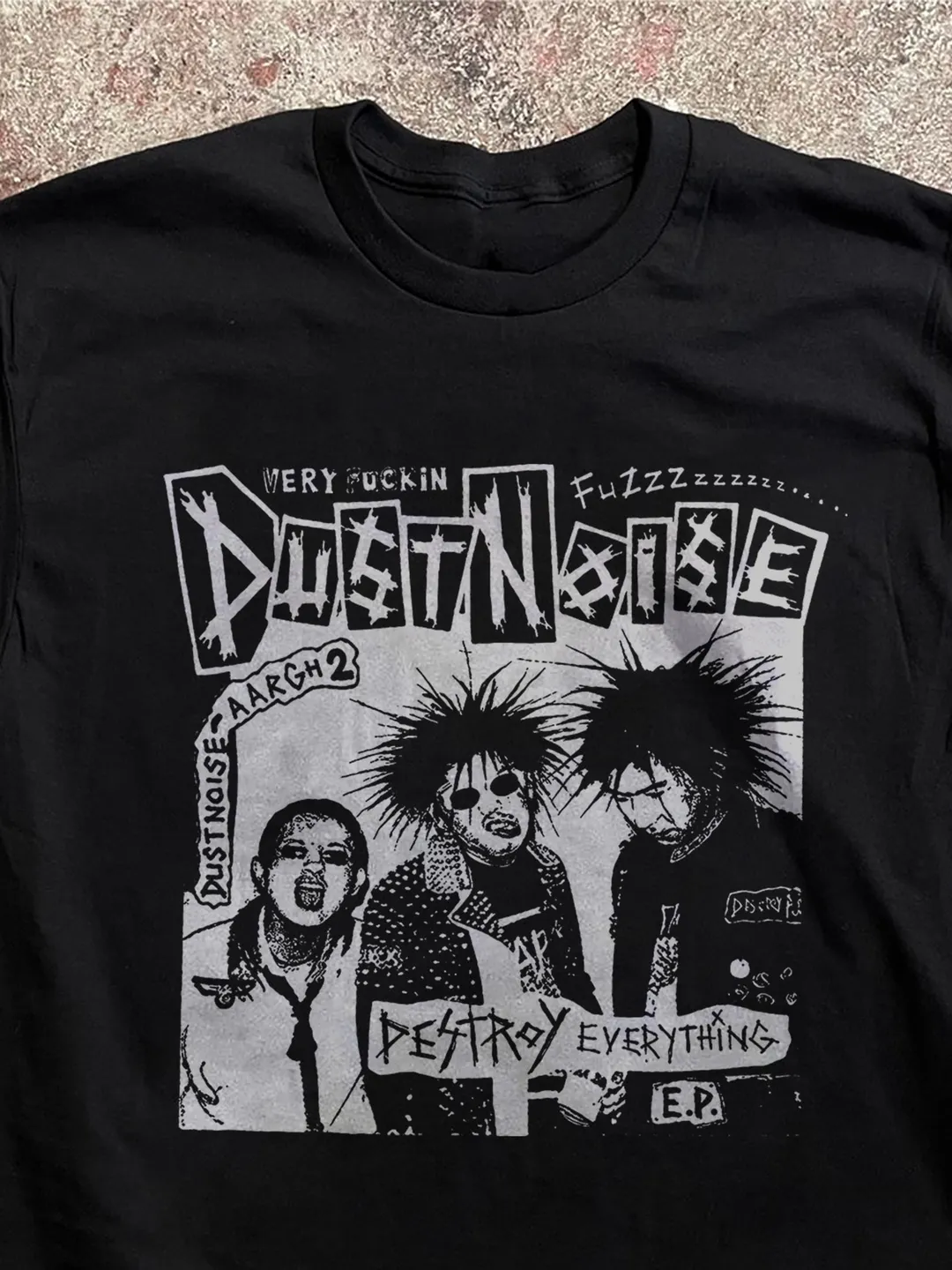 Dust Noise Destroy Everything Crust Punk T-Shirt, Xerox Grunge Graphic Tee