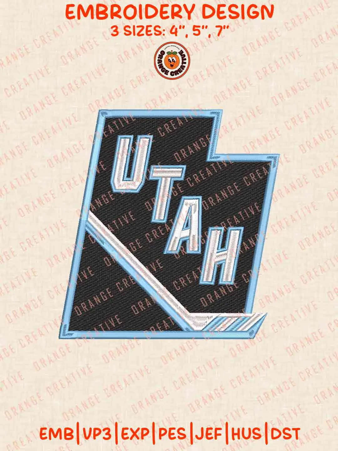 Utah Mammoth Team Logo Embroidery Files, Cute Sport Teddy Bear Embroidery Designs, NHL Hockey Team, Utah Mammoths Designs, Digital Download